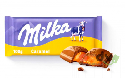 Фото Шоколад "Милка/Milka" с карамельной начинкой (Caramel) 100гр*18шт (Импорт) в интернет-магазине axdv.ru