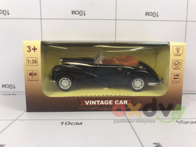 Фото Модель металлическая "Винтажный автомобиль / Vintage Car" кабриолет, черный, Свето-звуковой в интернет-магазине axdv.ru