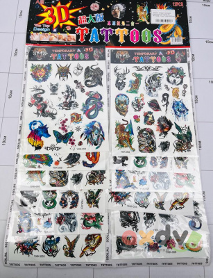 Фото Тату на листе "3D Татуировки / 3D Tattoos" (YKK-006) 1/12 в интернет-магазине axdv.ru