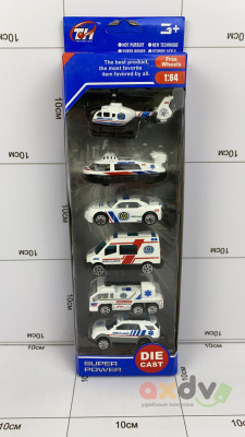 Фото Набор металлических машинок "Литые под давлением / DIE CAST" Скорая помощь (6 шт) в интернет-магазине axdv.ru