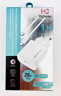 Фото Зарядный шнур Type-C с USB адаптером YL-106C в интернет-магазине axdv.ru / аиксдв