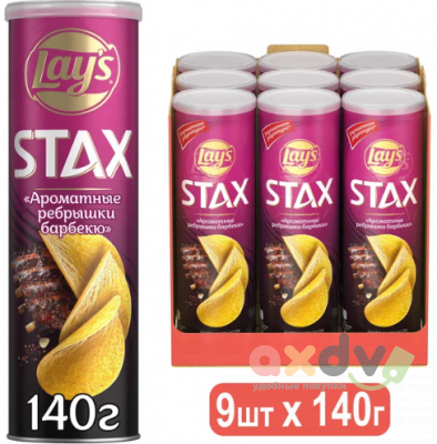Фото Чипсы Лейс СТАКС / STAX 140г ребра барбекю 9шт в интернет-магазине axdv.ru
